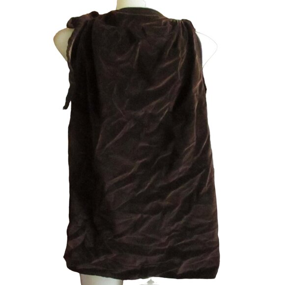 Medium 1OF1 True Vintage 60's Brown Velvet Sleeveless Tunic With Tie Shoulders - Picture 4 of 5